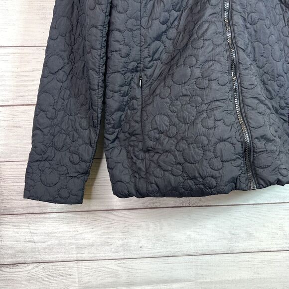 Disney Parks Quilted Jacket Black Embroidered Mickey Icon Hood Ears Full Zip S - Picture 4 of 12